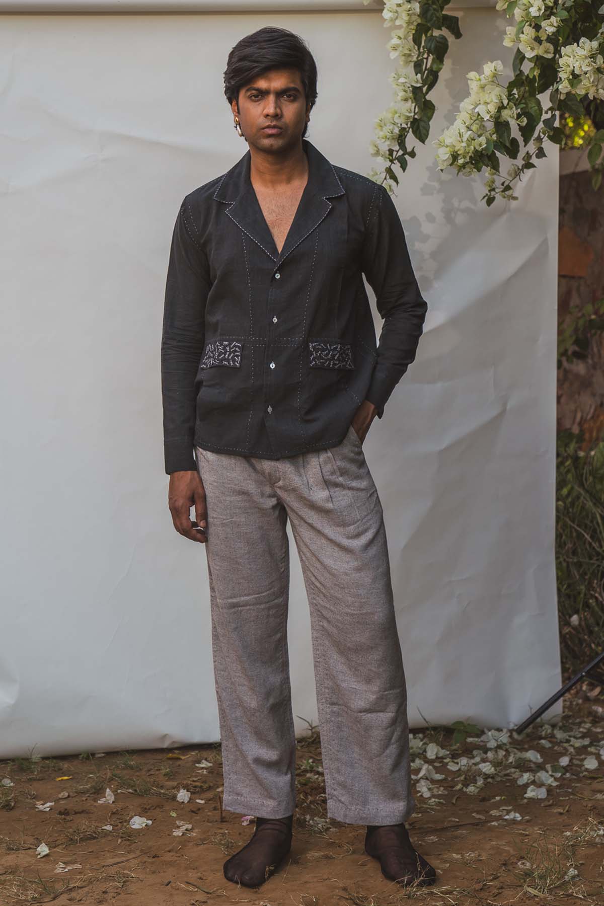 Buy Designer Spread Collar Sheer Shirt By Lafaani